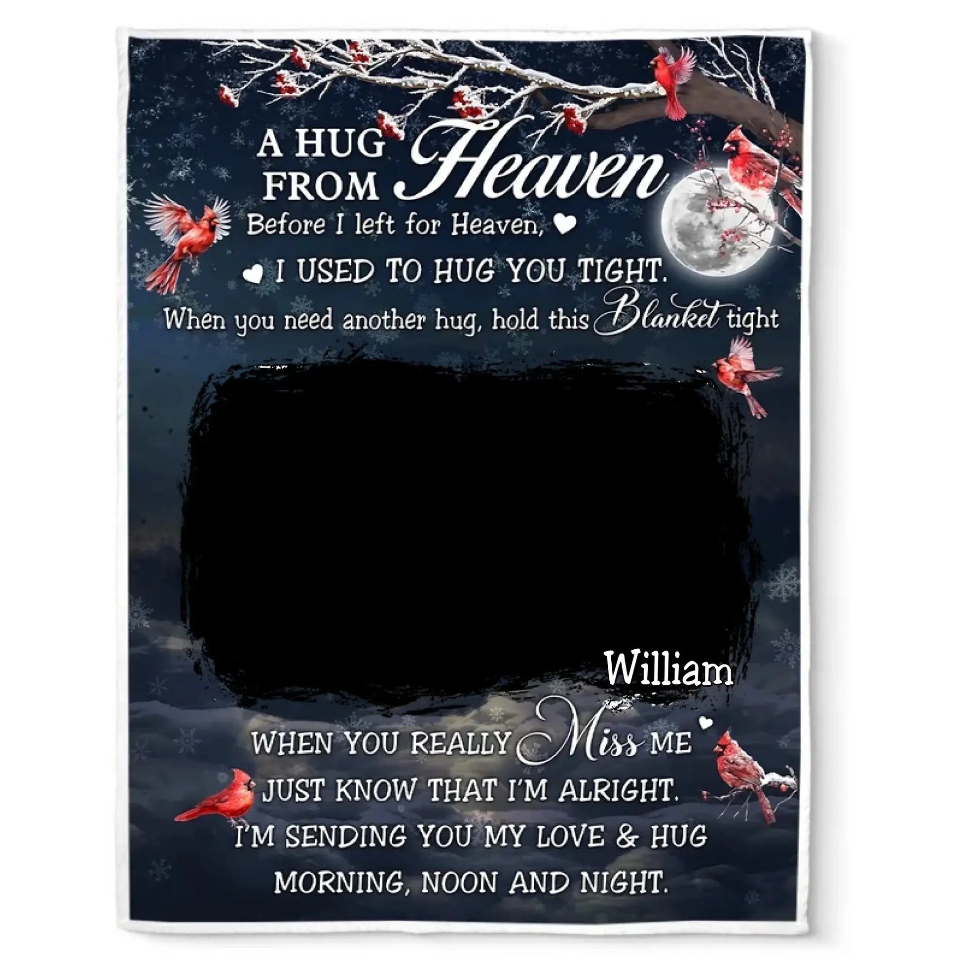 Custom Photo A Hug From Heaven Memorial - Personalized Photo Blanket - Gifts For Memorial, Gift For Loss, Mourning Gift  Ezcustomize
