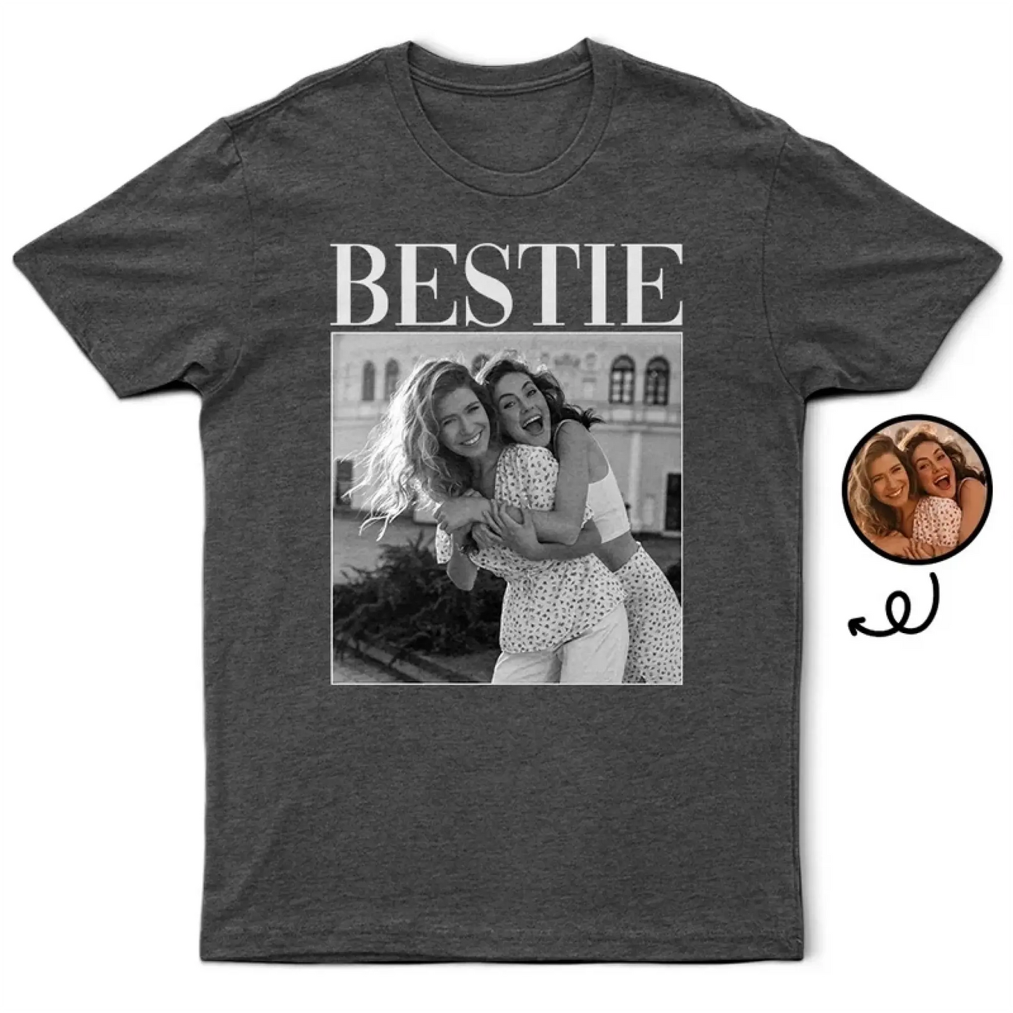 Custom Photo Bestie Vintage Style – Personalized T-Shirt Tee – Fun Birthday, Friendship & Best Friend Gift for Besties  Ezcustomize