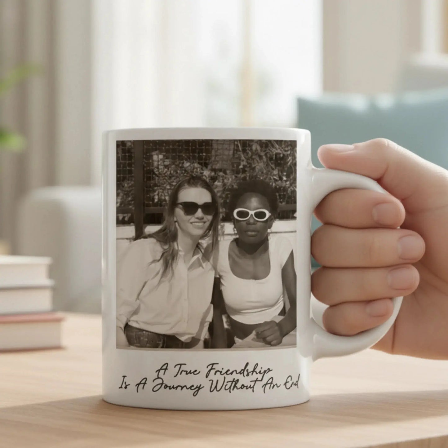 Custom Photo Besties Gray Scale Right In The Throat – Personalized Coffee Mug Cup – Funny Birthday, Friendship & Thank You Gift for Best Friends  Ezcustomize