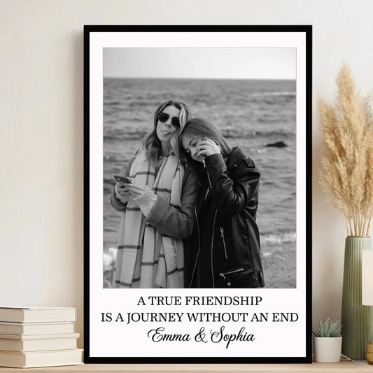 Custom Photo Besties Gray Scale Right In The Throat – Personalized Friendship Poster Wall Art Print – Unique Birthday & Thank You Gift for Best Friends  Ezcustomize