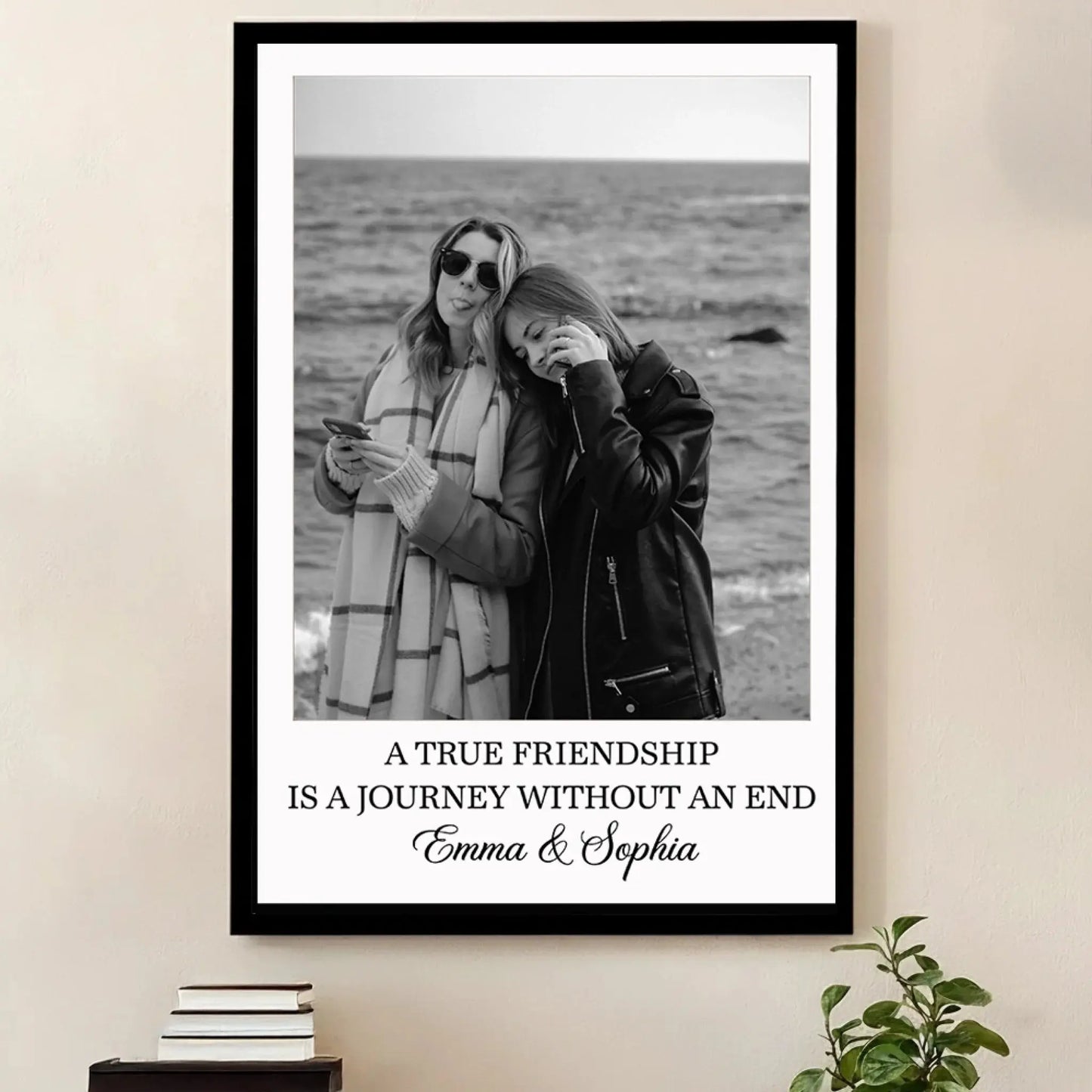 Custom Photo Besties Gray Scale Right In The Throat – Personalized Friendship Poster Wall Art Print – Unique Birthday & Thank You Gift for Best Friends  Ezcustomize