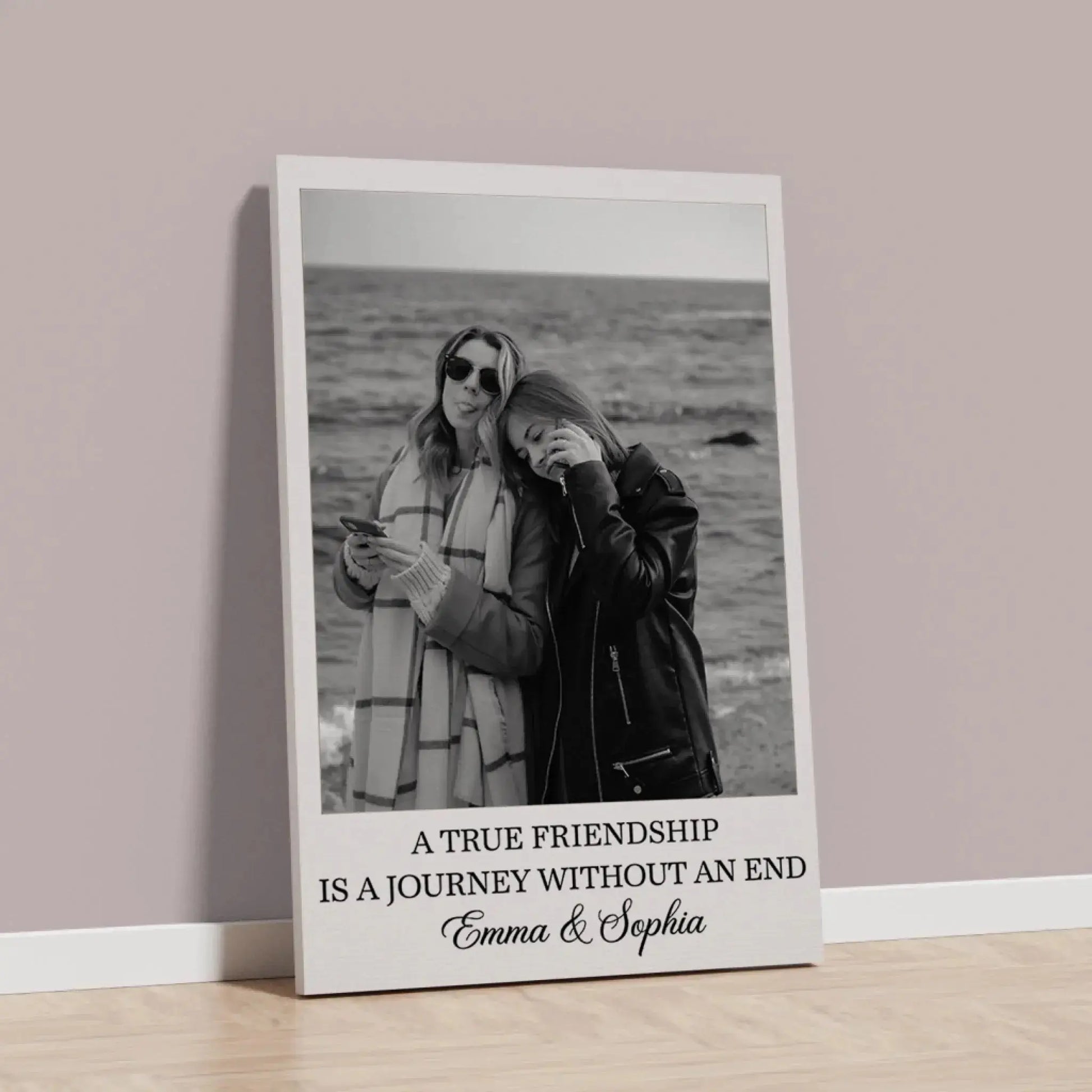 Custom Photo Besties Gray Scale Right In The Throat – Personalized Friendship Poster Wall Art Print – Unique Birthday & Thank You Gift for Best Friends  Ezcustomize