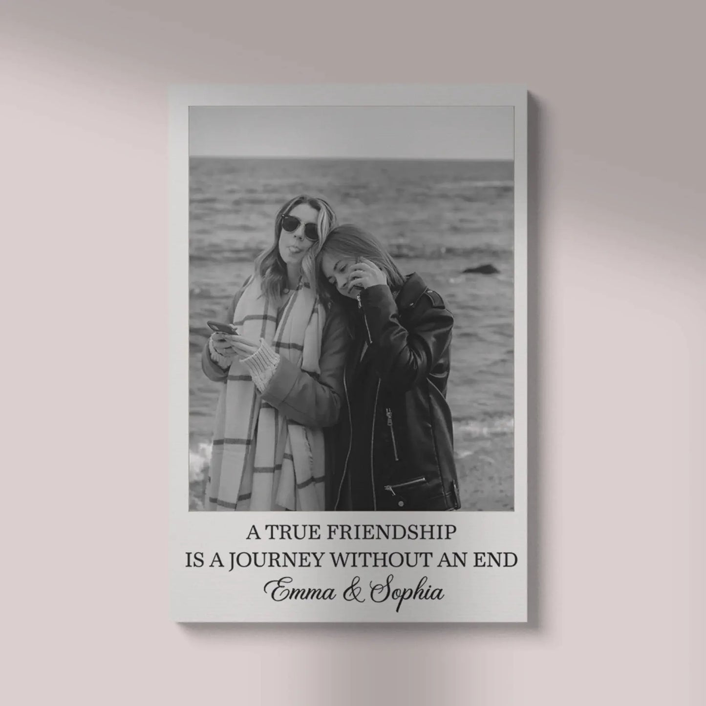 Custom Photo Besties Gray Scale Right In The Throat – Personalized Friendship Poster Wall Art Print – Unique Birthday & Thank You Gift for Best Friends  Ezcustomize