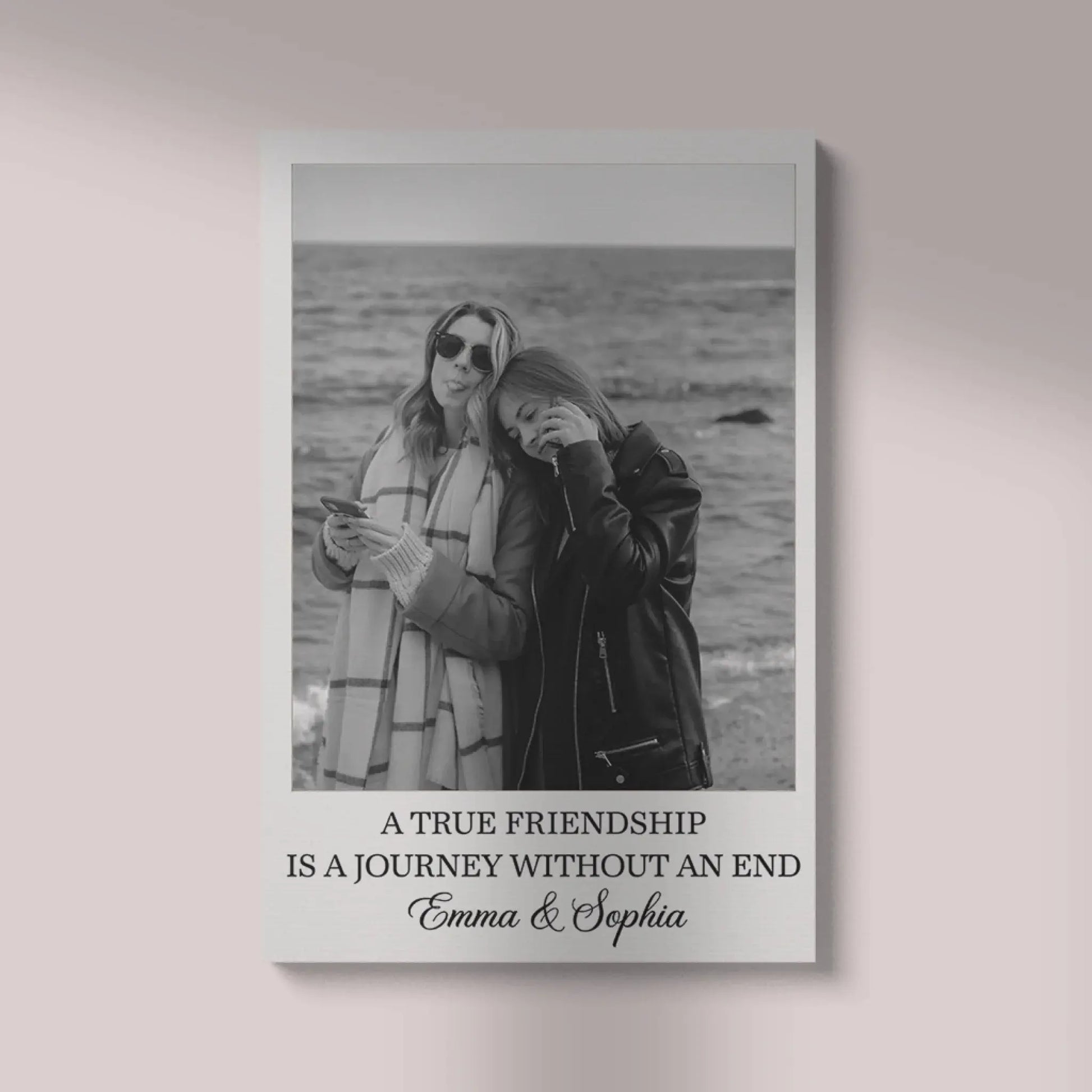 Custom Photo Besties Gray Scale Right In The Throat – Personalized Friendship Poster Wall Art Print – Unique Birthday & Thank You Gift for Best Friends  Ezcustomize