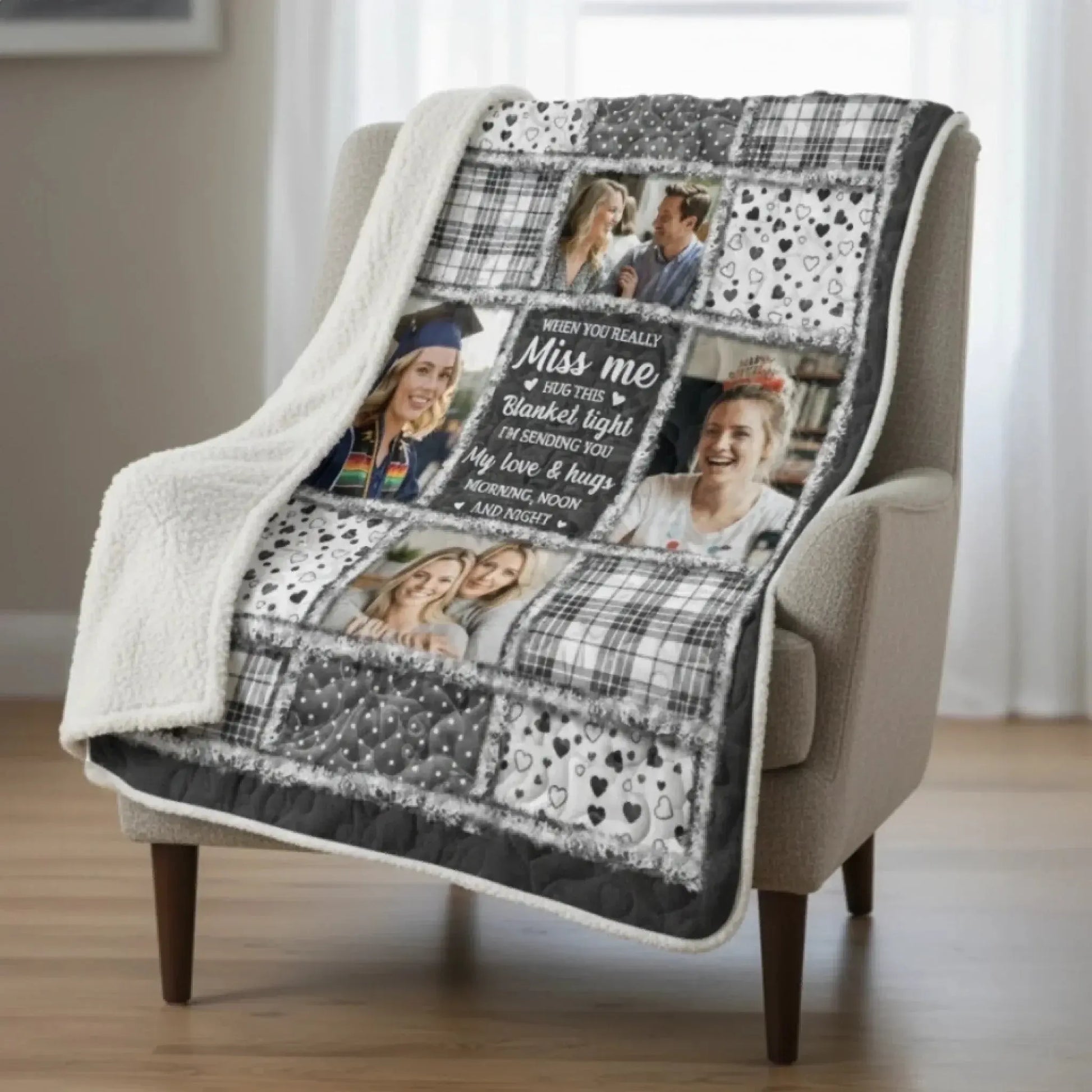 Custom Photo Blanket - Personalized Christmas Memorial Sympathy Gifts For Loss Of Mom, Dad - The Light of Your Love Guides Me  Ezcustomize