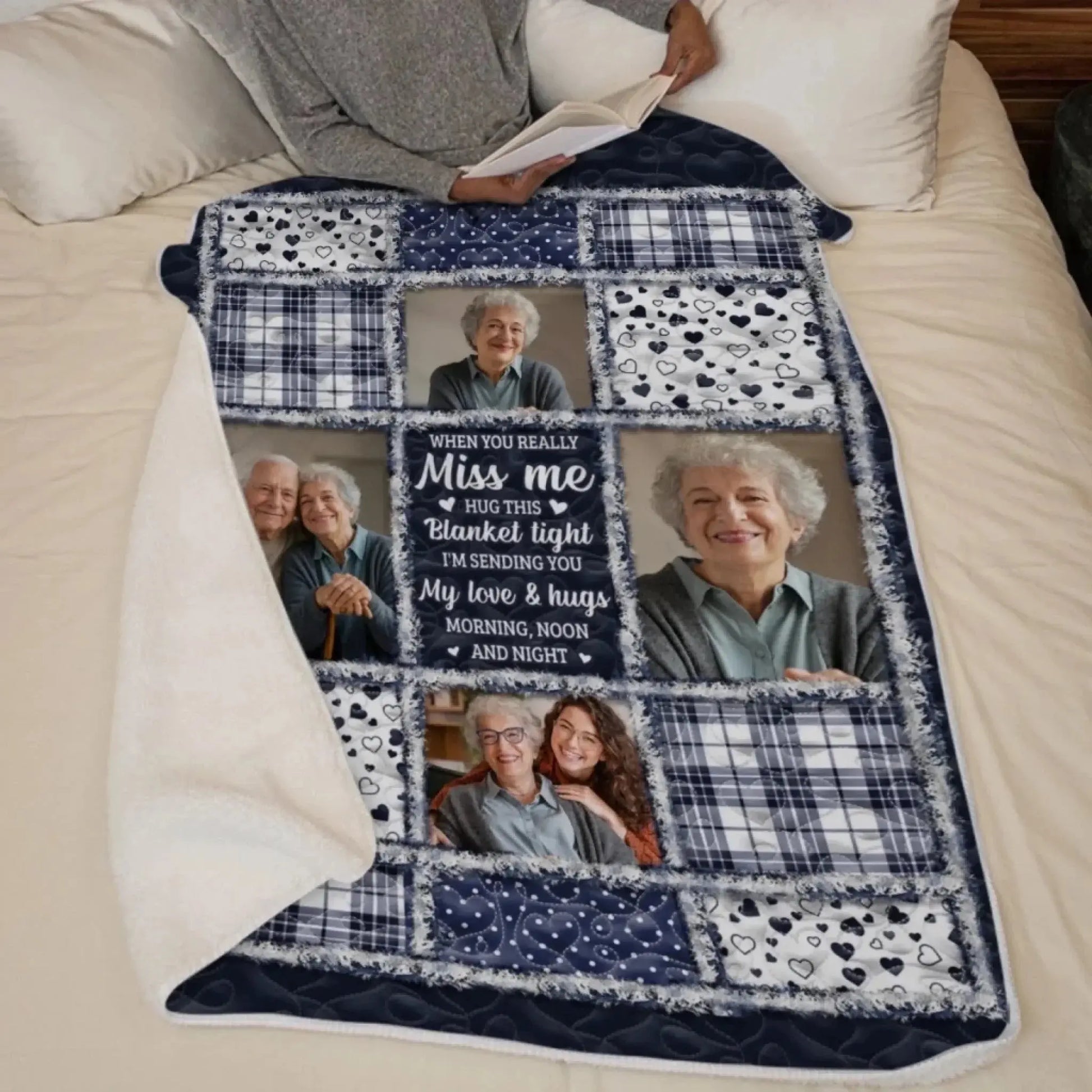 Custom Photo Blanket - Personalized Christmas Memorial Sympathy Gifts For Loss Of Mom, Dad - The Light of Your Love Guides Me  Ezcustomize