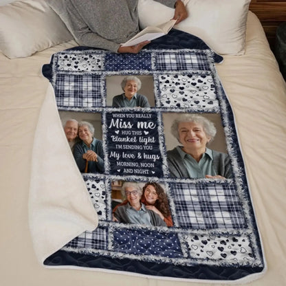 Custom Photo Blanket - Personalized Christmas Memorial Sympathy Gifts For Loss Of Mom, Dad - The Light of Your Love Guides Me  Ezcustomize