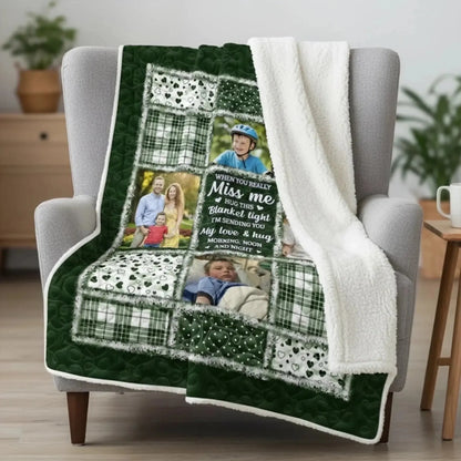 Custom Photo Blanket - Personalized Christmas Memorial Sympathy Gifts For Loss Of Mom, Dad - The Light of Your Love Guides Me  Ezcustomize