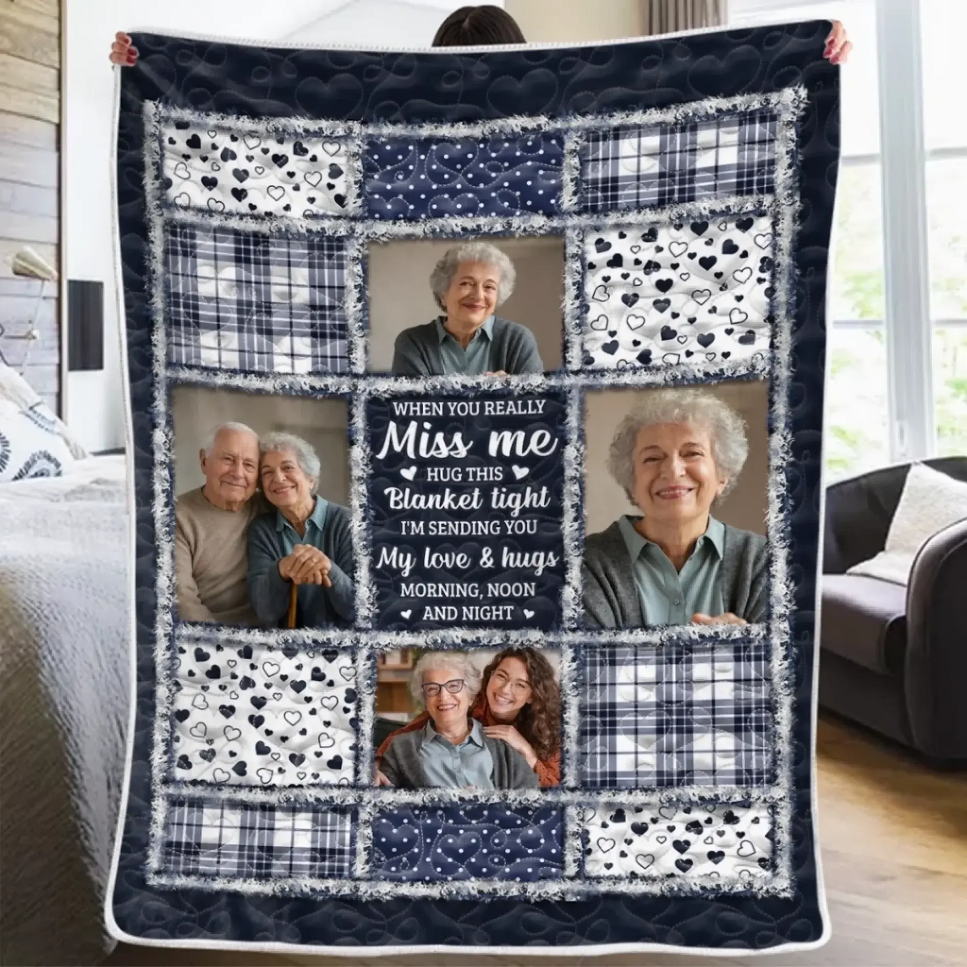 Custom Photo Blanket - Personalized Christmas Memorial Sympathy Gifts For Loss Of Mom, Dad - The Light of Your Love Guides Me  Ezcustomize