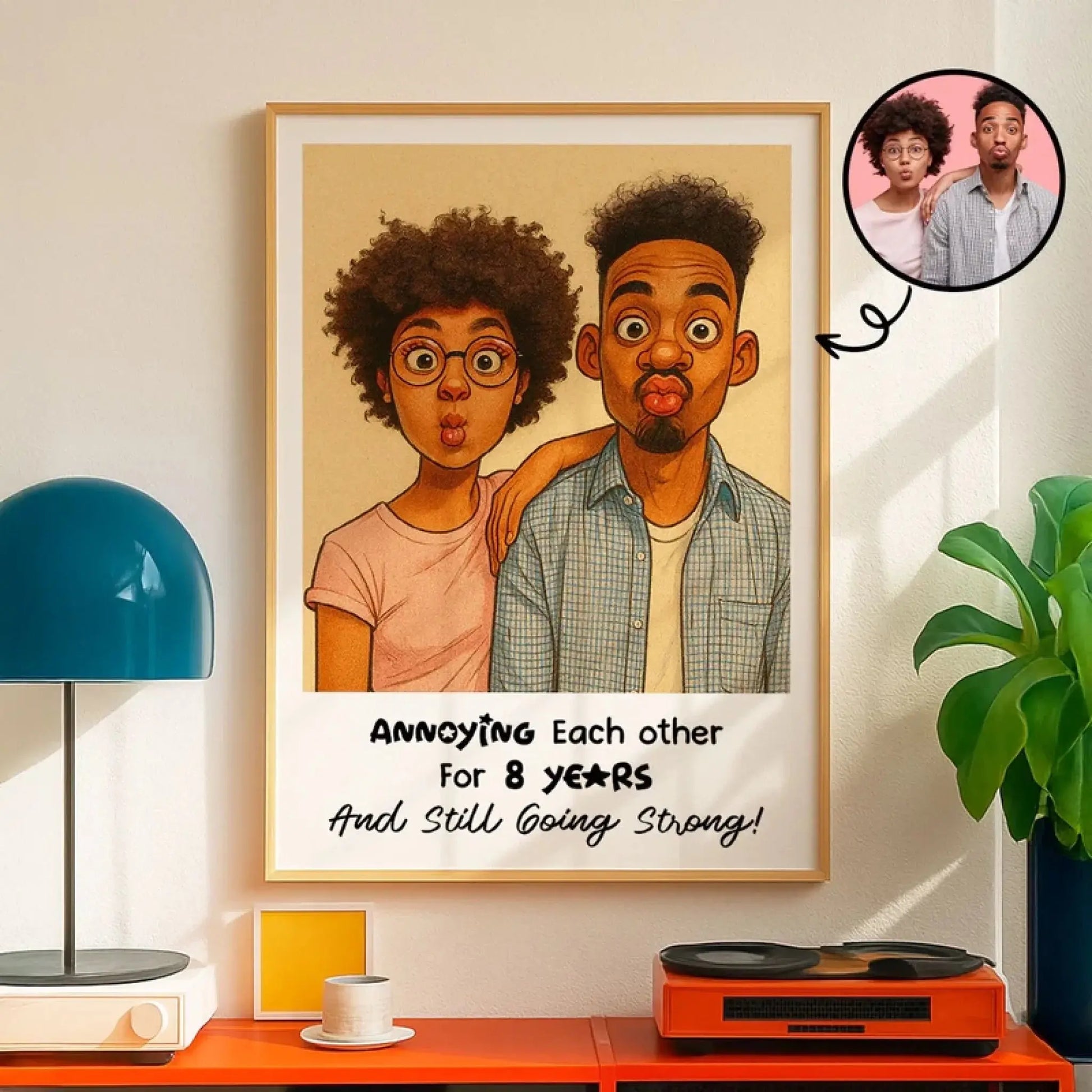 Custom Photo Caricature Poster & Canvas – Funny Couple & Family Portrait Gift, Personalized Wall Art  Ezcustomize