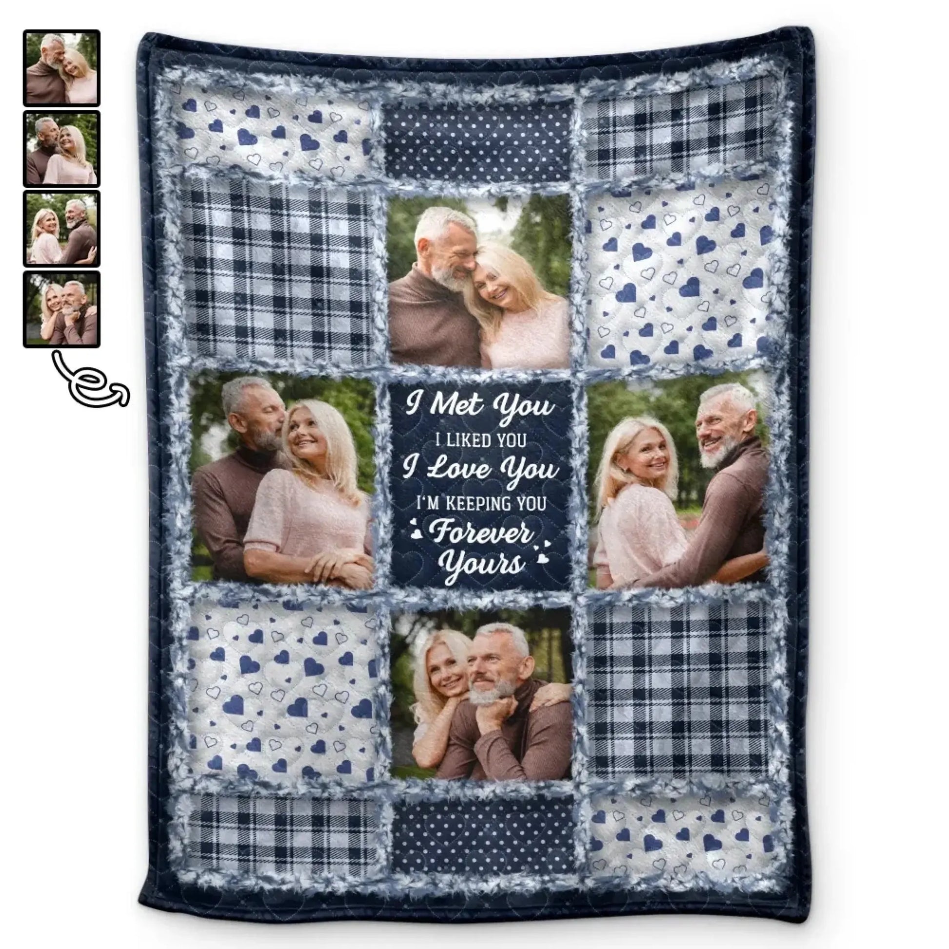 Custom Photo Couple Blanket – I Met You I Liked You I Love You – Personalized Fleece & Sherpa Blanket Gift for Anniversary & Valentine’s Day  Ezcustomize