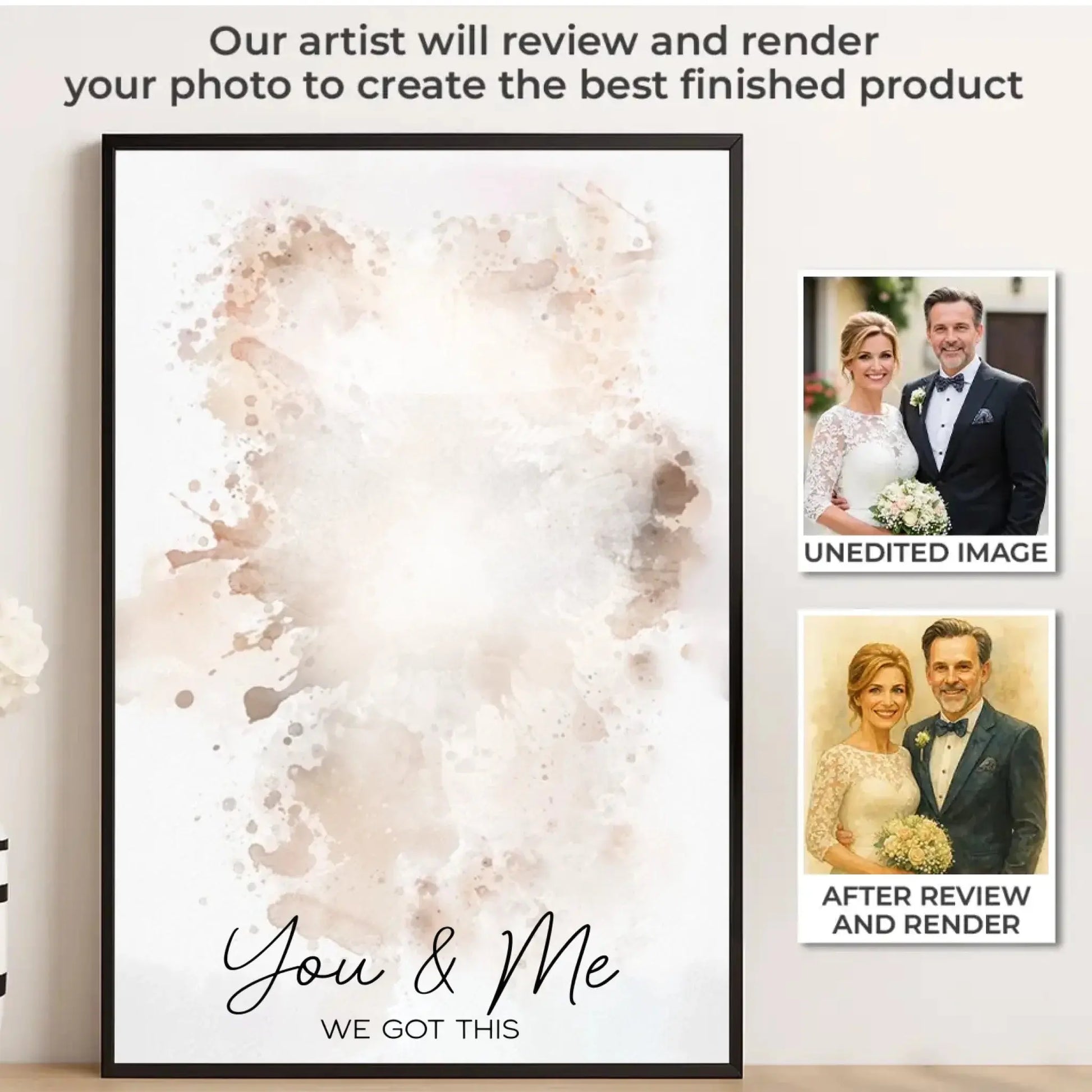 Custom Photo Couple Portrait Watercolor - Personalized Poster  Ezcustomize
