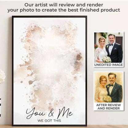 Custom Photo Couple Portrait Watercolor - Personalized Poster  Ezcustomize
