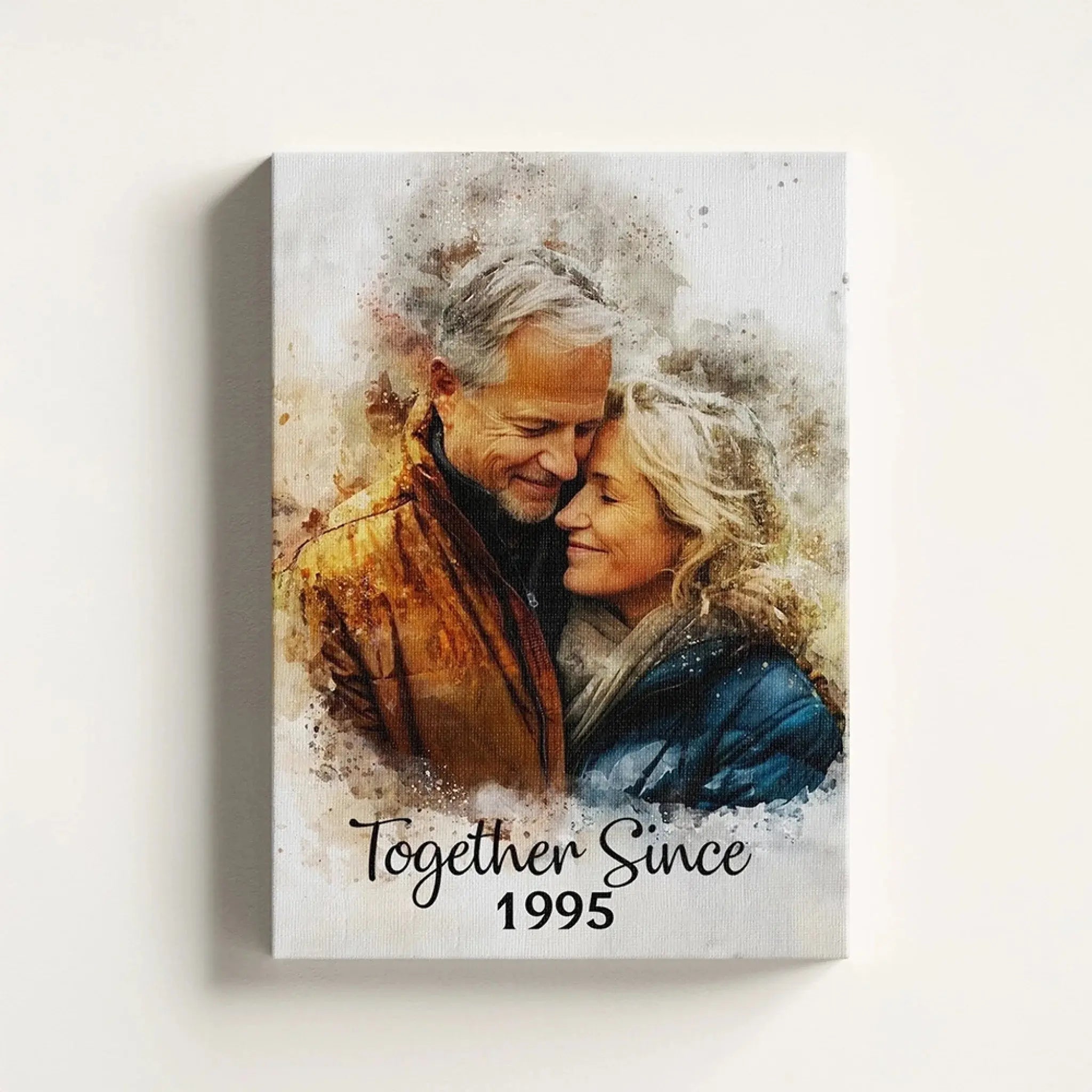 Custom Photo Couple Portrait Watercolor - Personalized Poster  Ezcustomize