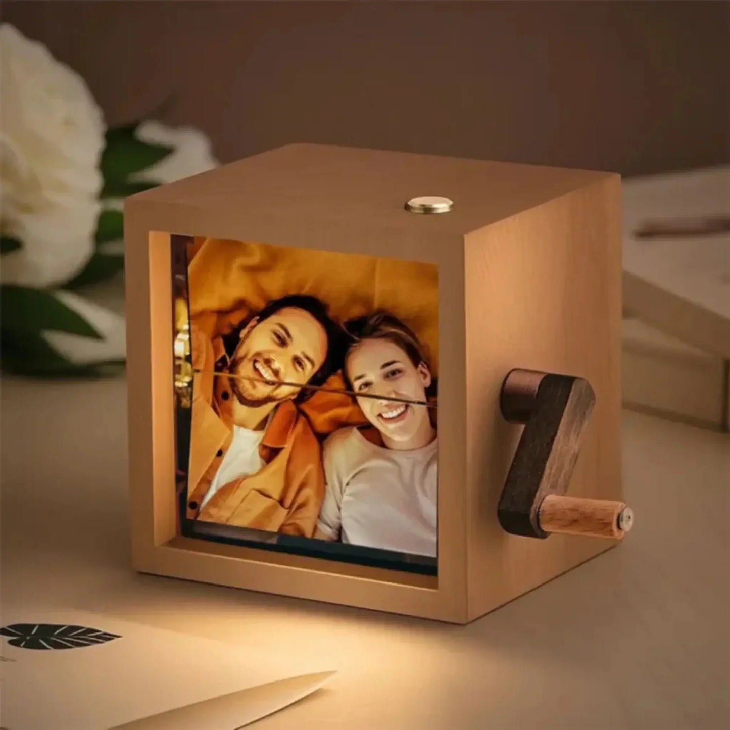 Custom Photo Flipbook Frame Hand Cranked Animation Box with Light Personalized Family Photo Album and Unique Anniversary Gift  Ezcustomize