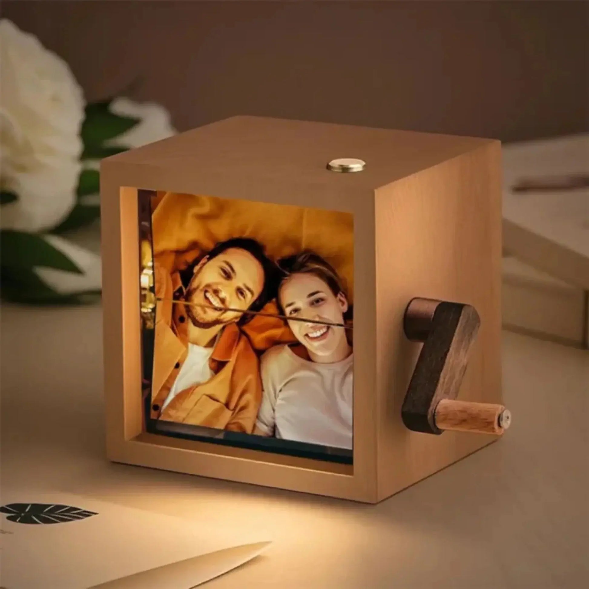 Custom Photo Flipbook Frame Hand Cranked Animation Box with Light Personalized Family Photo Album and Unique Anniversary Gift  Ezcustomize