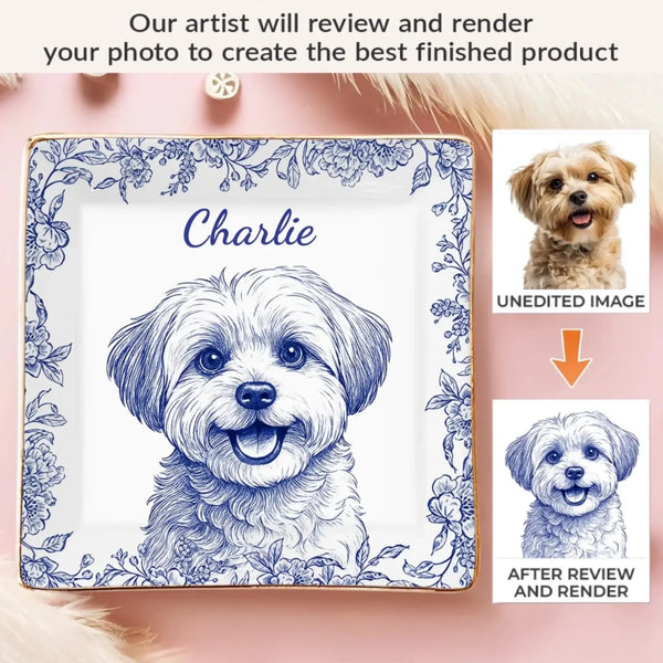 Custom Photo Forever My Little Muse – Personalized Full Print Jewelry Dish Trinket Tray – Christmas & Birthday Gift for Dog Cat Lovers, Pet Moms and Dads