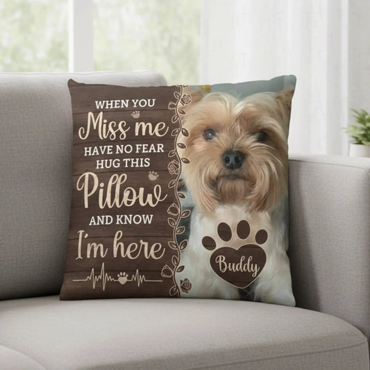 Custom Photo Four Paws One Heart – Personalized Memorial Pillow Cushion – Sympathy, Remembrance & Pet Loss Gift for Pet Owners and Animal Lovers  Ezcustomize