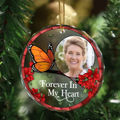 Custom Photo Memorial “I’m Always With You” – Personalized Circle Glass Ornament – Heartfelt Sympathy Gift for Family & Loved Ones  Ezcustomize