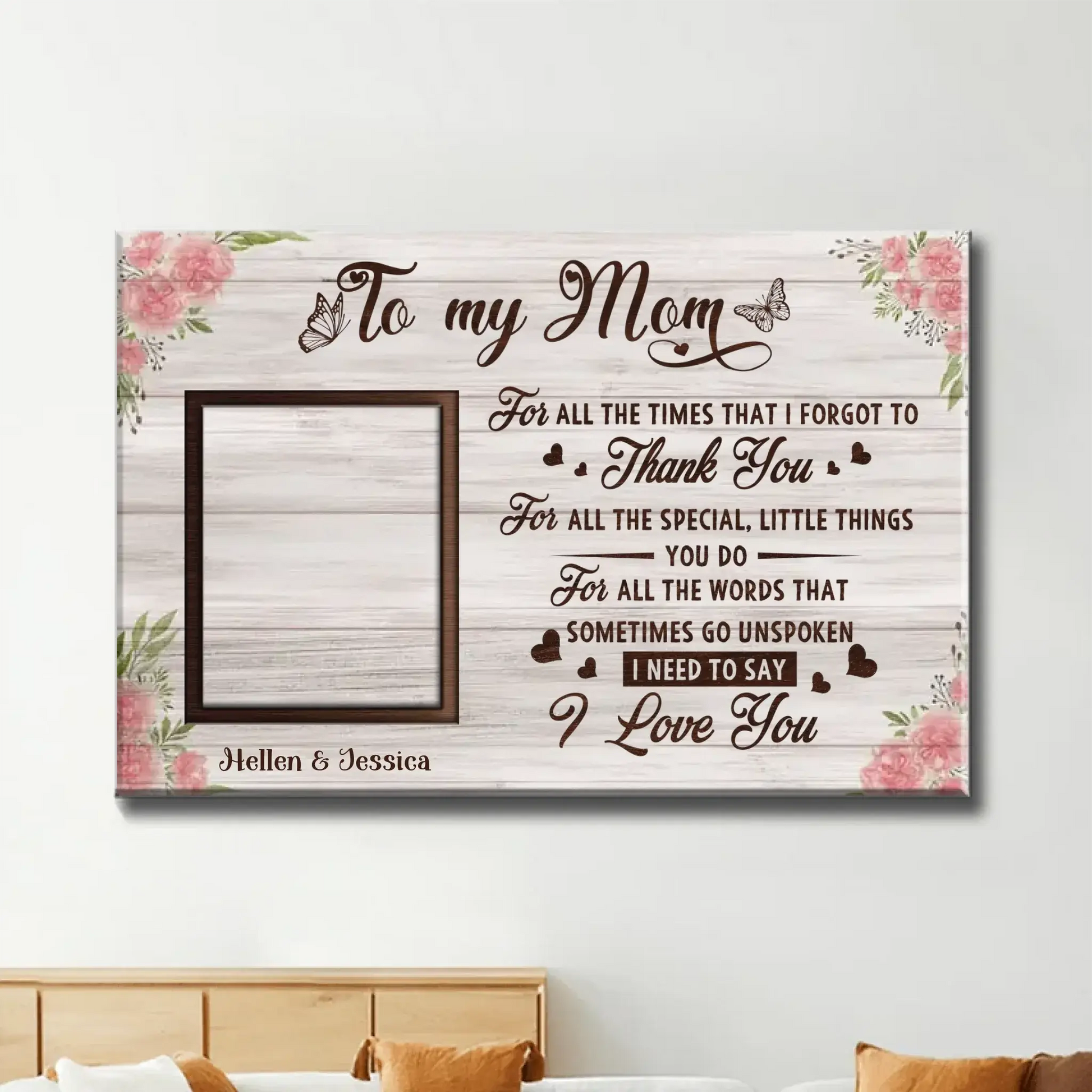 Custom Photo Mother & Daughter Art – Personalized Poster/Canvas – Creative Mother’s Day Gift for Mom or Daughter  Ezcustomize