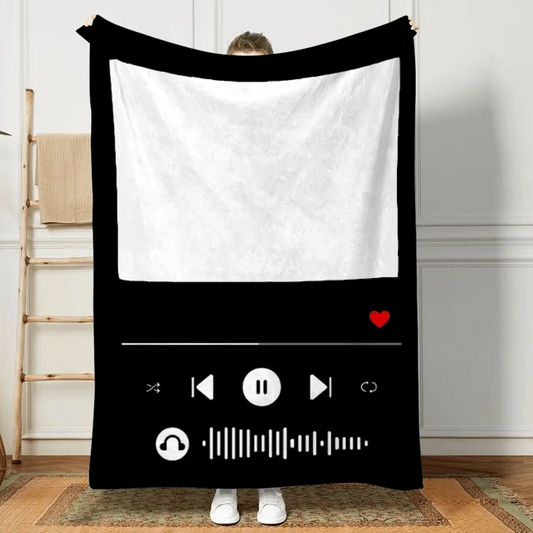 Custom Photo Music Favorite Song - Personalized Custom Blanket - Gift For Her/Him, Husband/Wife, Couples on Anniversary, Valentine's Day  Ezcustomize
