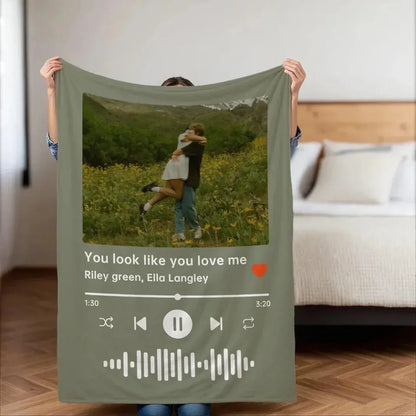 Custom Photo Music Favorite Song - Personalized Custom Blanket - Gift For Her/Him, Husband/Wife, Couples on Anniversary, Valentine's Day  Ezcustomize