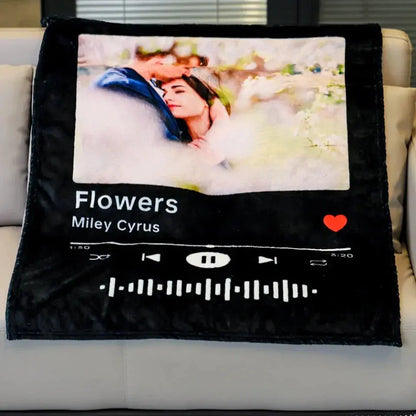 Custom Photo Music Favorite Song - Personalized Custom Blanket - Gift For Her/Him, Husband/Wife, Couples on Anniversary, Valentine's Day  Ezcustomize