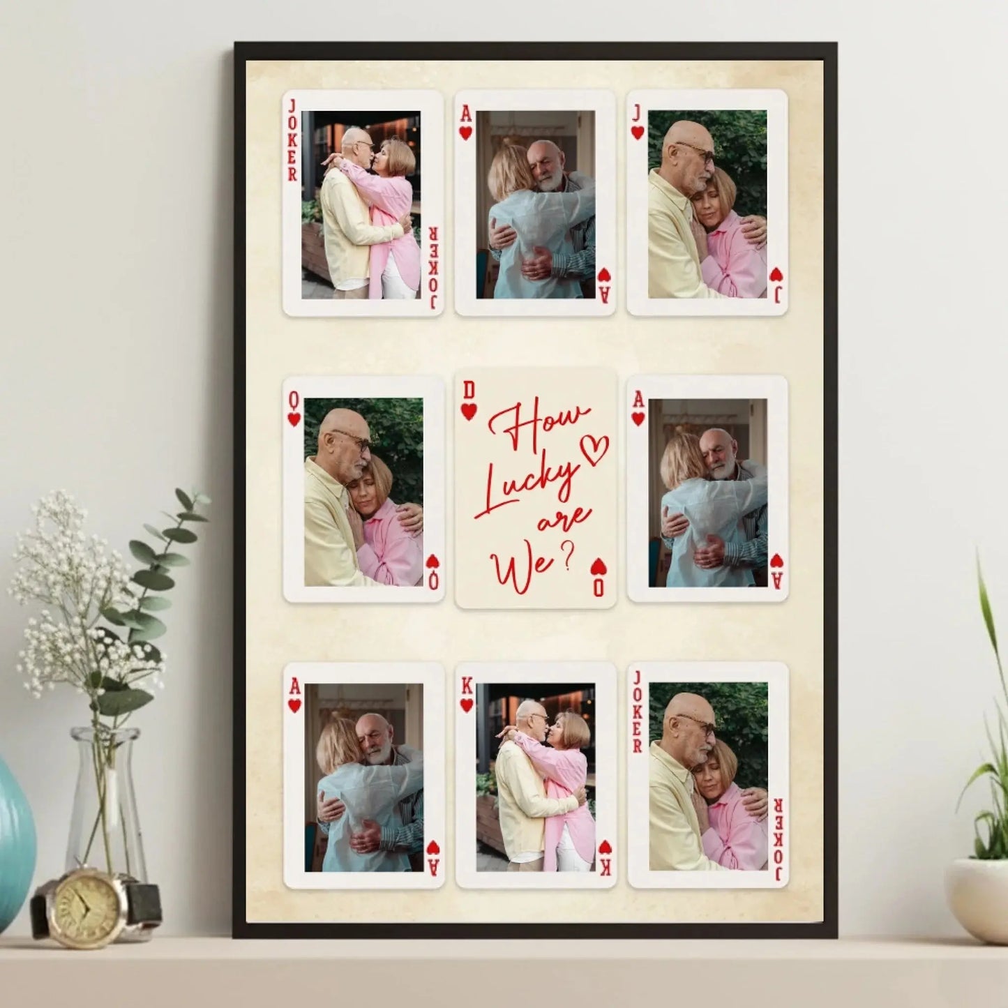 Custom Photo Playing Card Couple Lucky In Love – Personalized Couple Poster Wall Art Print – Romantic Anniversary & Valentine’s Day Gift for Couples  Ezcustomize