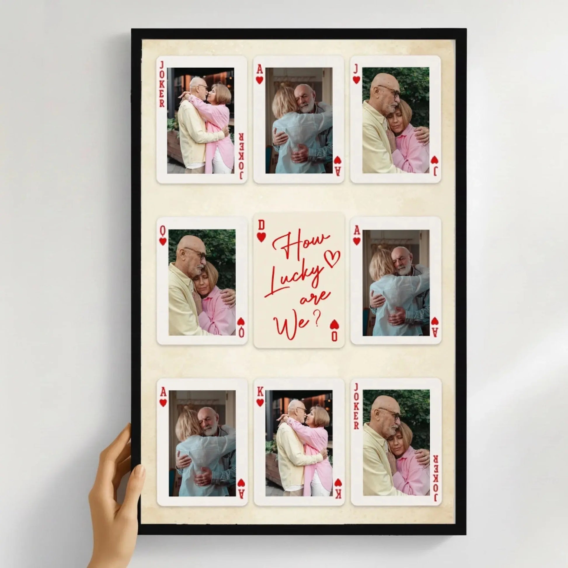 Custom Photo Playing Card Couple Lucky In Love – Personalized Couple Poster Wall Art Print – Romantic Anniversary & Valentine’s Day Gift for Couples  Ezcustomize
