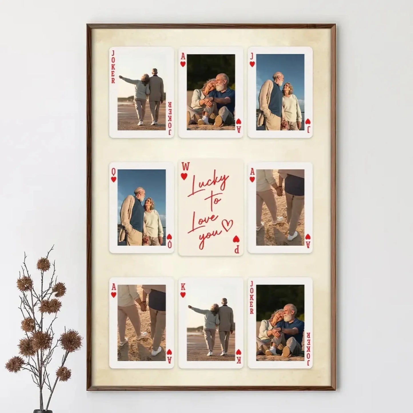 Custom Photo Playing Card Couple Lucky In Love – Personalized Couple Poster Wall Art Print – Romantic Anniversary & Valentine’s Day Gift for Couples  Ezcustomize