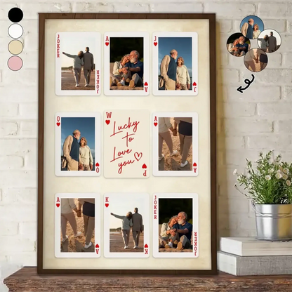 Custom Photo Playing Card Couple Lucky In Love – Personalized Couple Poster Wall Art Print – Romantic Anniversary & Valentine’s Day Gift for Couples  Ezcustomize