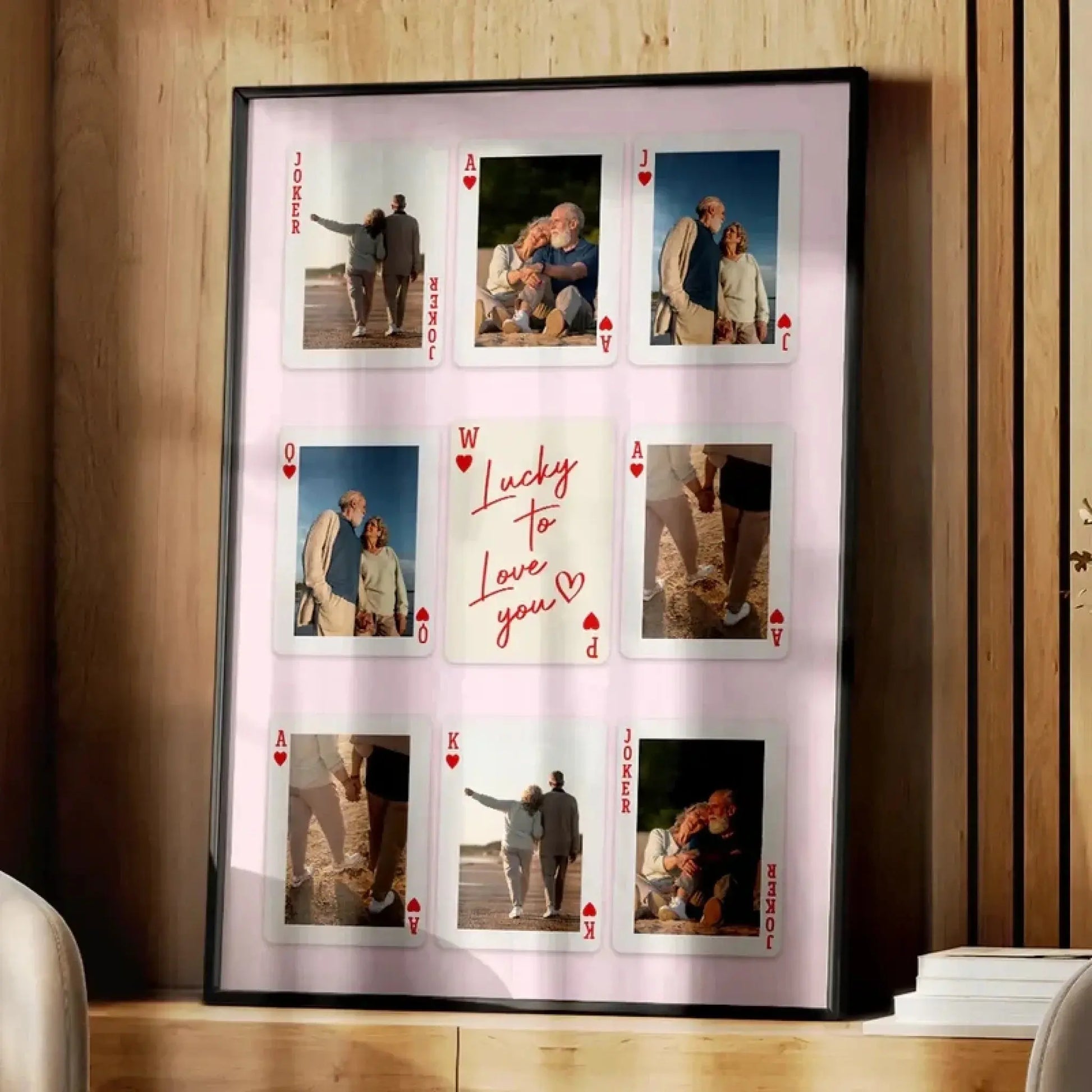 Custom Photo Playing Card Couple Lucky In Love – Personalized Couple Poster Wall Art Print – Romantic Anniversary & Valentine’s Day Gift for Couples  Ezcustomize