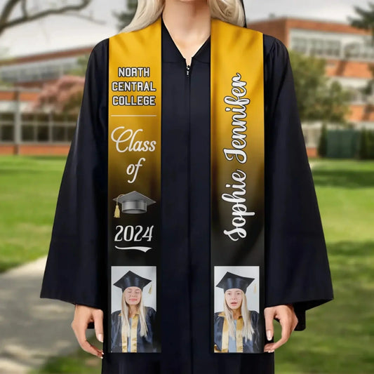 Custom Photo Proud Graduate Of The Class - Graduation Gift - Personalized Stoles  Ezcustomize