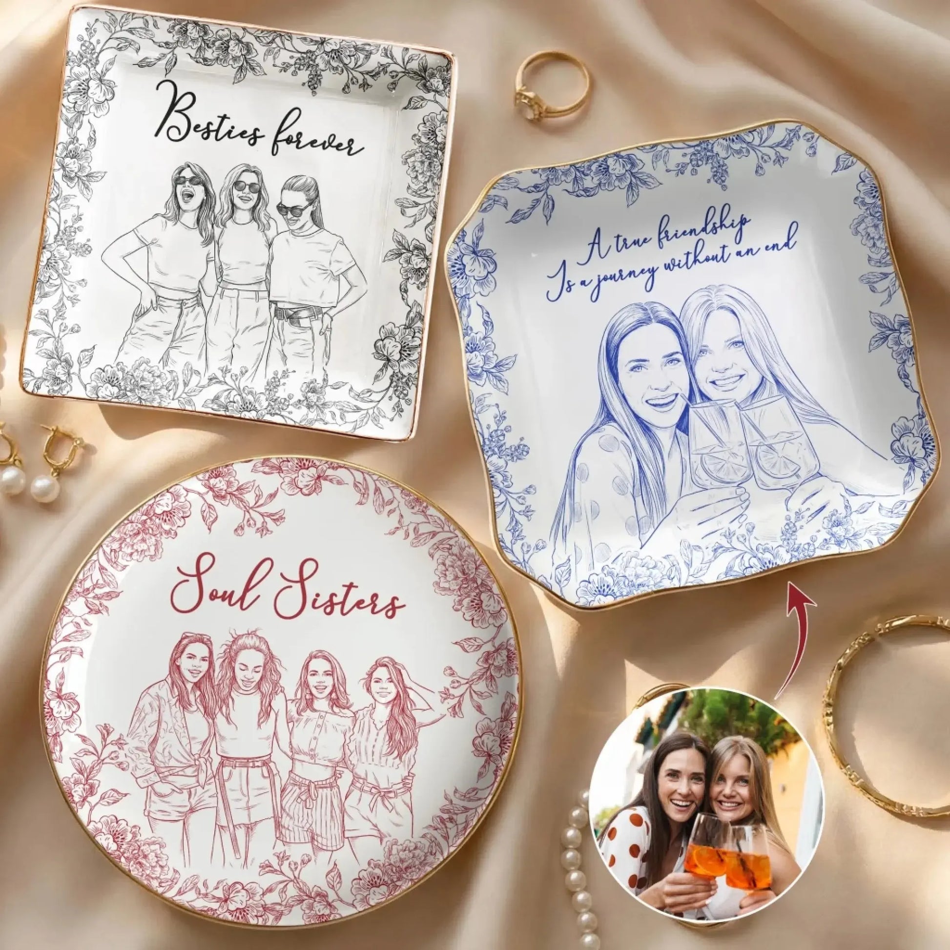 Custom Photo Ring Dish – Personalized Jewelry Dish Trinket Tray – Cute Friendship Thank You & Birthday Gift for Friends and Soul Sisters  Ezcustomize