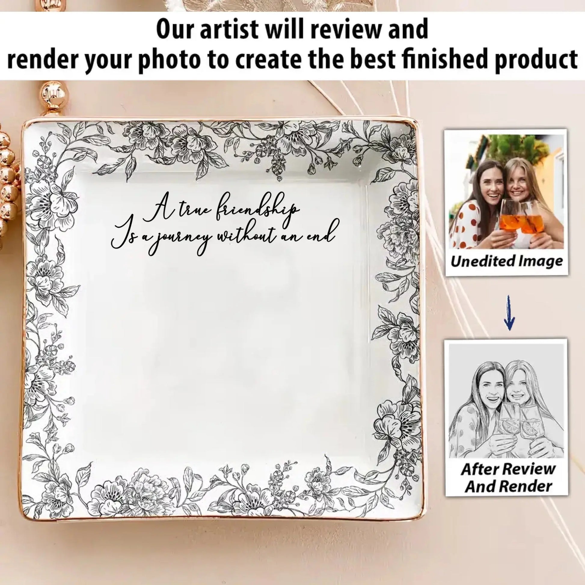 Custom Photo Ring Dish – Personalized Jewelry Dish Trinket Tray – Cute Friendship Thank You & Birthday Gift for Friends and Soul Sisters  Ezcustomize