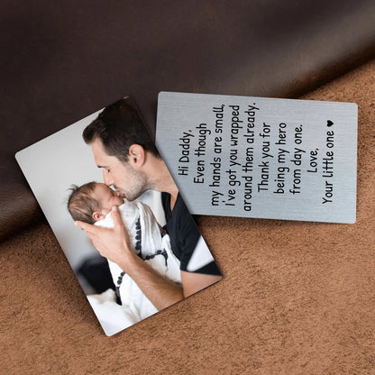 Custom Photo Wallet Insert Card - Personalized Double-Sided Aluminum Wallet Card - Gift for Dad or Grandpa | Birthdays, Father's Day, or any occasion  Ezcustomize
