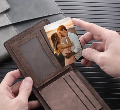 Custom Photo Wallet Insert Card - Personalized Double-Sided Aluminum Wallet Card - Gift for Husband, Boyfriend, Dad or Grandpa | Valetine's day, Birthdays, Father's Day, or any occasion  Ezcustomize