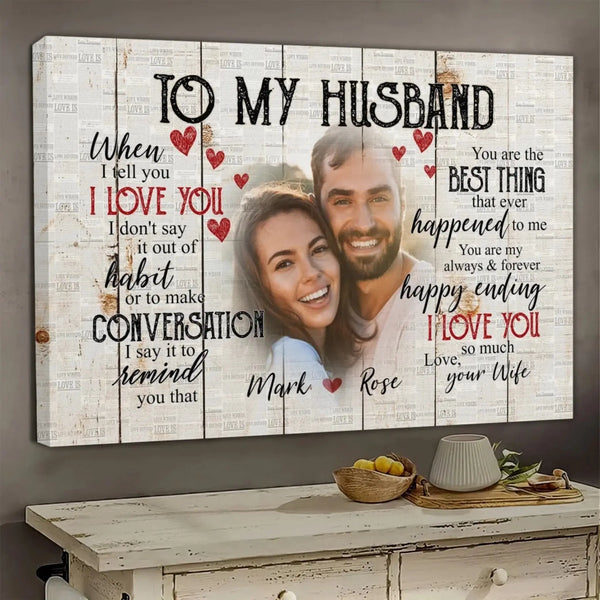 Custom Photo & Name Love Scene – Personalized Poster/Canvas – Anniversary Gift for Husband, Romantic Gift for Him