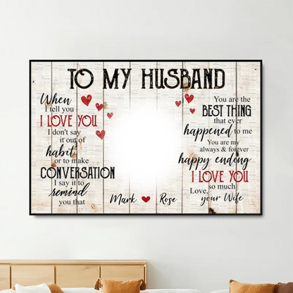 Custom Photo & Name Love Scene – Personalized Poster/Canvas – Anniversary Gift for Husband, Romantic Gift for Him  Ezcustomize