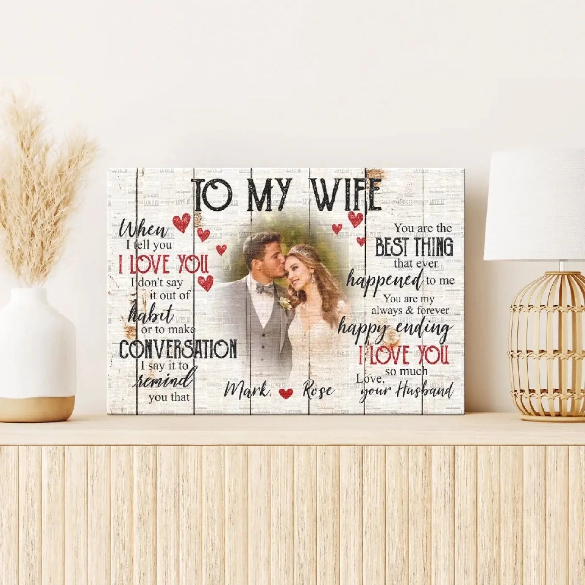 Custom Photo & Name Love Scene – Personalized Poster/Canvas – Anniversary Gift for Wife, Romantic Gift for Her  Ezcustomize