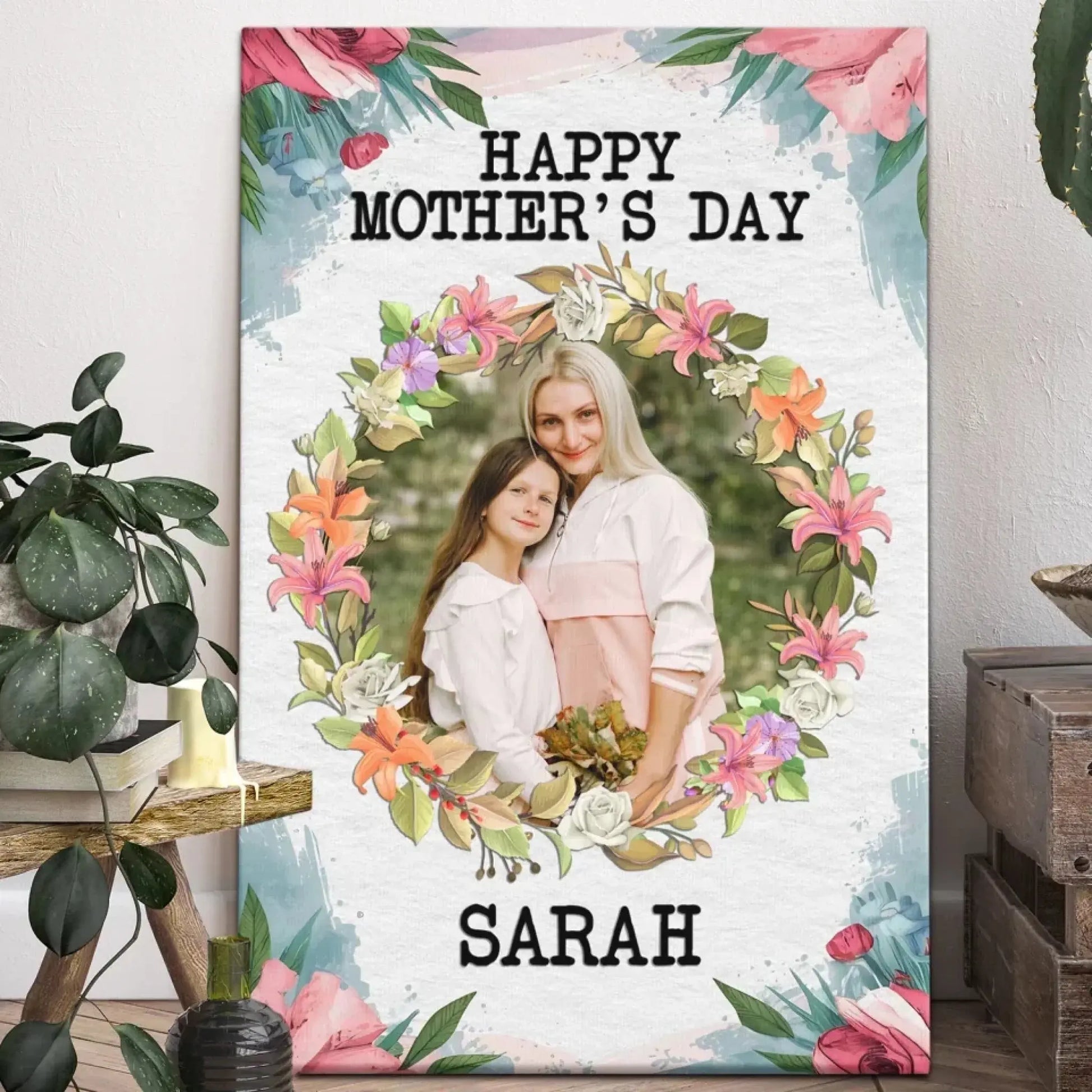 Custom Photo & Text Family Art – Personalized Poster/Canvas – Mother’s Day Gift for Mom from Kids  Ezcustomize