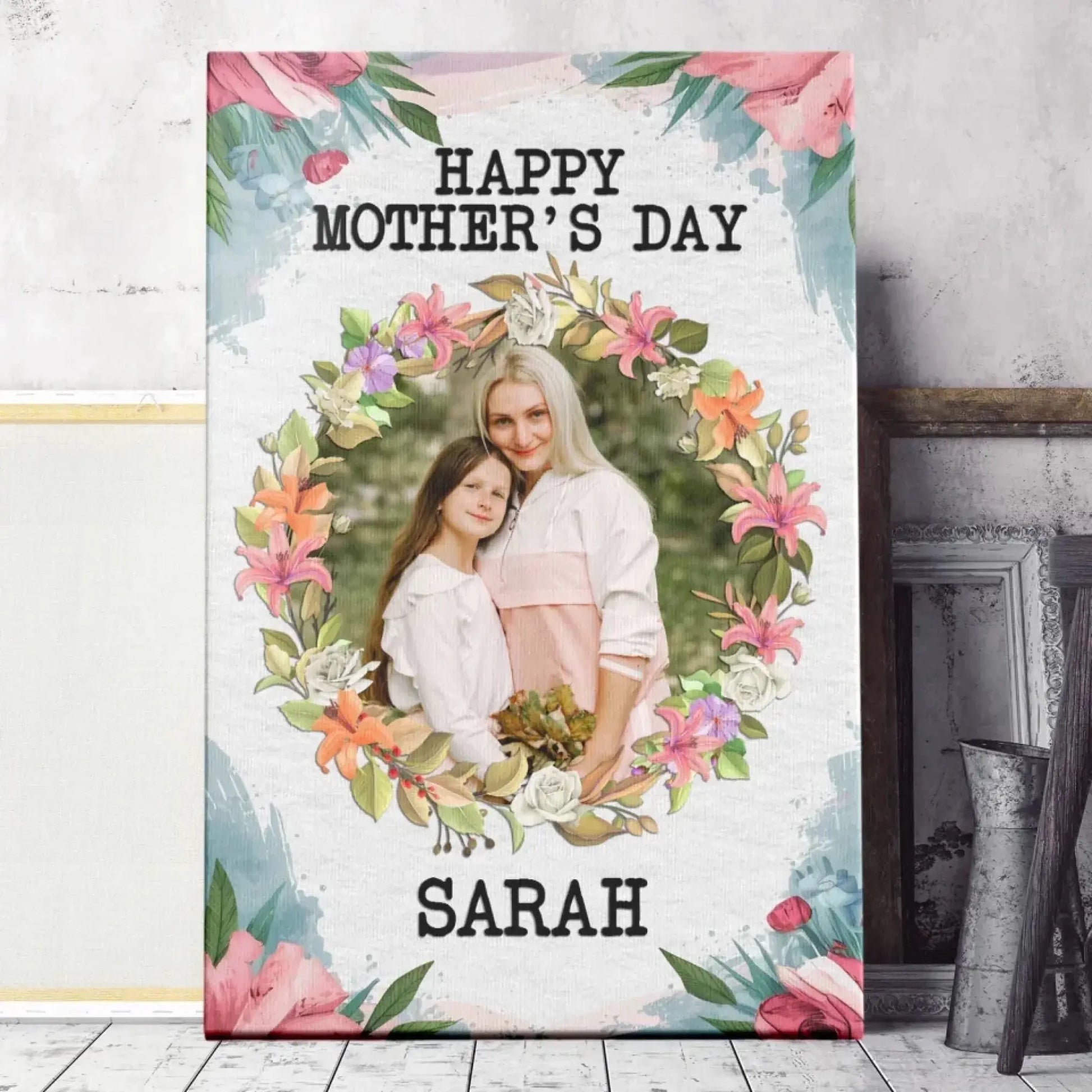 Custom Photo & Text Family Art – Personalized Poster/Canvas – Mother’s Day Gift for Mom from Kids  Ezcustomize