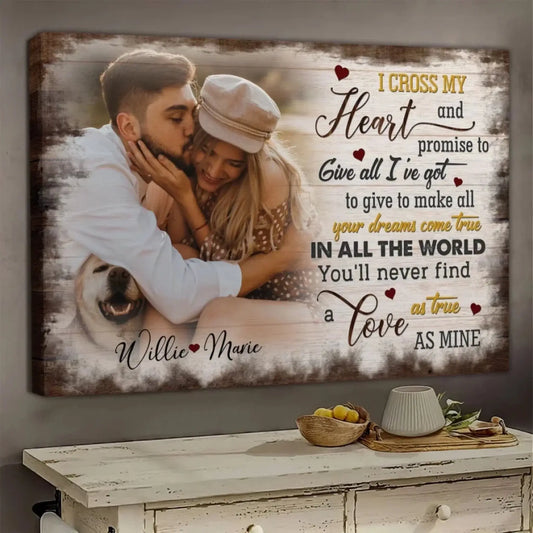 Custom Photo "I Cross My Heart" – Personalized Poster/Canvas – Anniversary Gift for Couples & Loved Ones  Ezcustomize