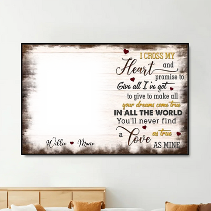 Custom Photo "I Cross My Heart" – Personalized Poster/Canvas – Anniversary Gift for Couples & Loved Ones  Ezcustomize