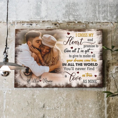 Custom Photo "I Cross My Heart" – Personalized Poster/Canvas – Anniversary Gift for Couples & Loved Ones  Ezcustomize