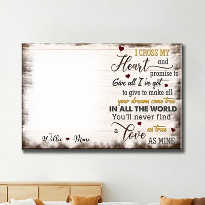 Custom Photo "I Cross My Heart" – Personalized Poster/Canvas – Anniversary Gift for Couples & Loved Ones  Ezcustomize