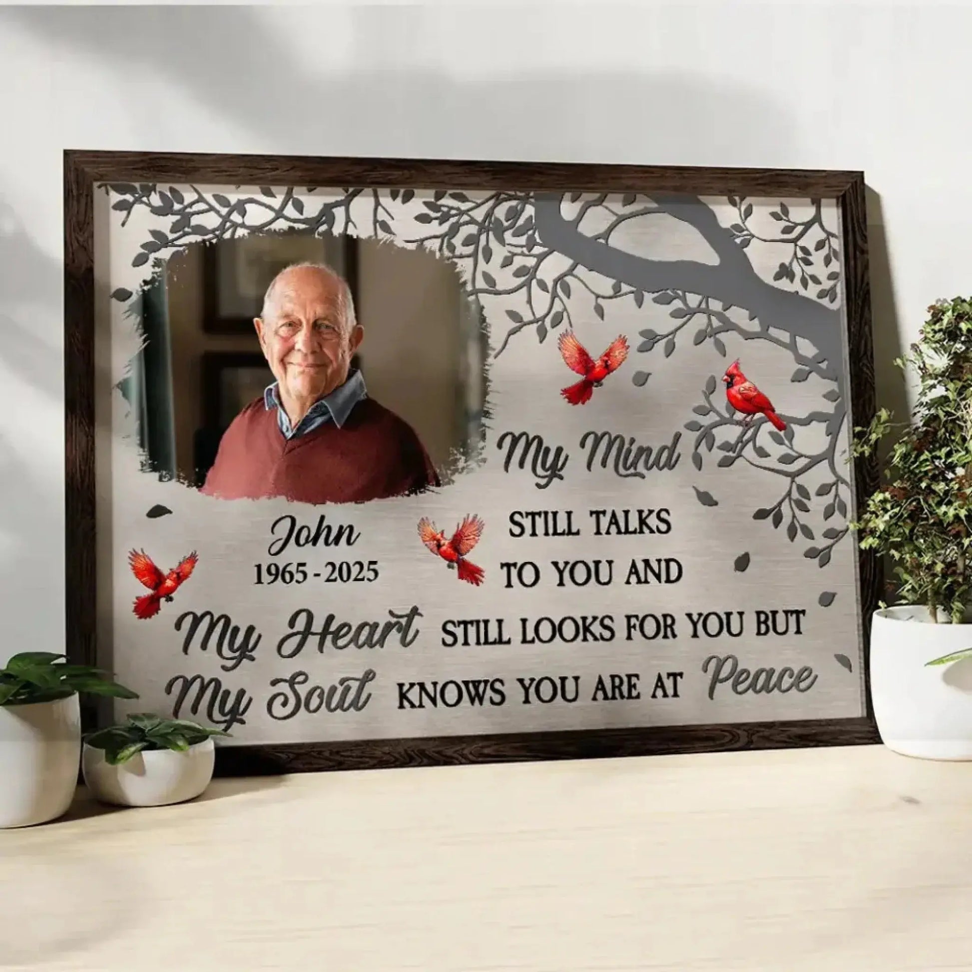 Custom Photo "My Mind Still Talks to You" – Personalized Memorial Poster/Canvas – Sympathy Gift to Honor a Loved One  Ezcustomize