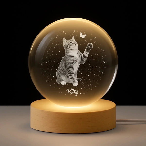 Custom Photo and Name Memorial Design - Personalized Crystal Lamp - Gift for Family, Friends and Grieving Loved Ones