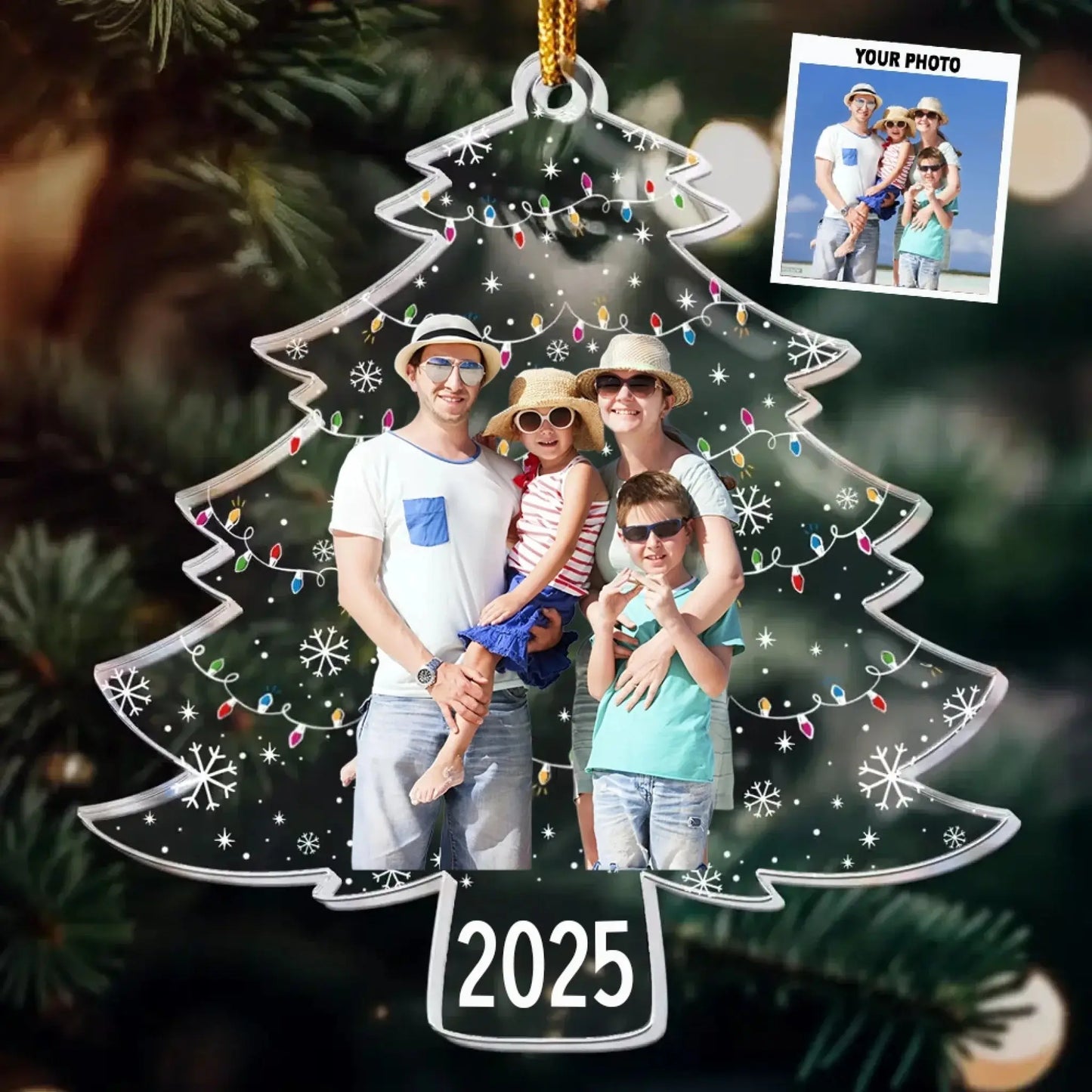 Custom Photo on Christmas Tree – Personalized Acrylic Ornament – Unique Holiday Gift for Couples, Family & Friends  Ezcustomize