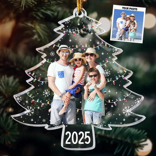 Custom Photo on Christmas Tree – Personalized Acrylic Ornament – Unique Holiday Gift for Couples, Family & Friends  Ezcustomize